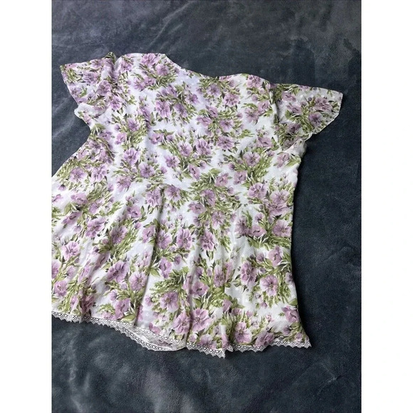 Torrid Blouse Floral Clip Dot Flutter Sleeve Babydoll Chiffon Lace Trim Size 1X - Picture 11 of 15